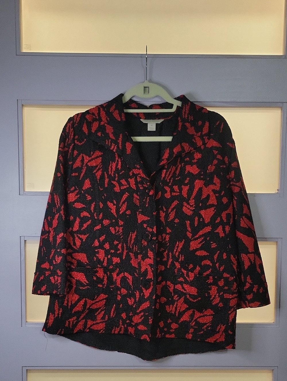 Laura Ashley Black Jacket with Red Abstract Accents